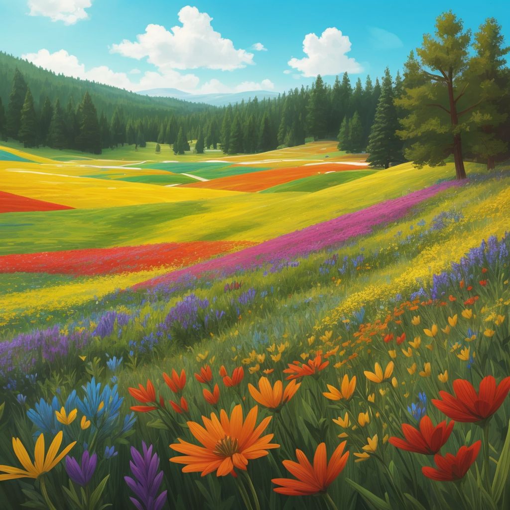 A beautiful meadow filled with colorful wildflowers