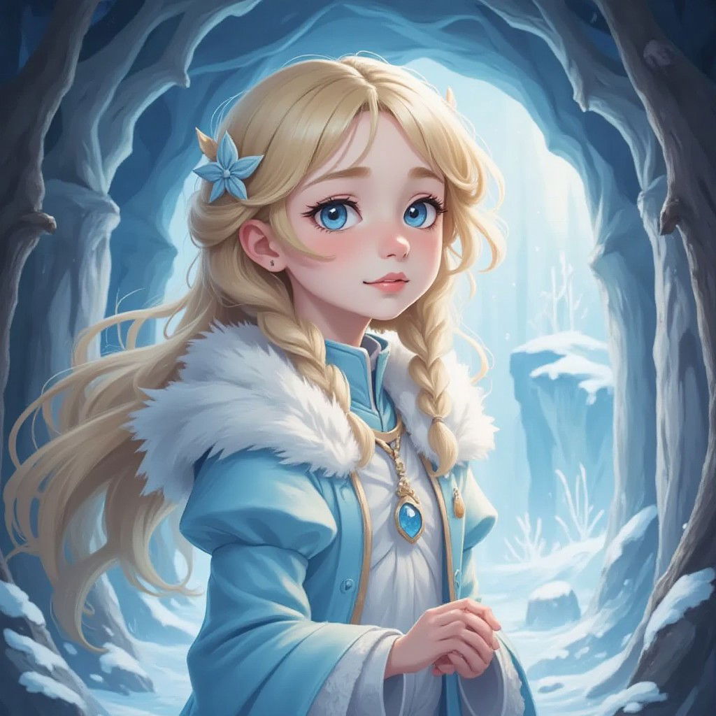 Etuna dress like snow queen,fight with snow magic to monsters 