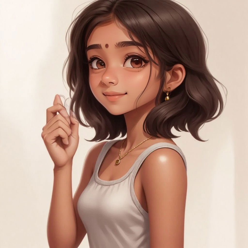 Lila tapping on her phone with an excited expression