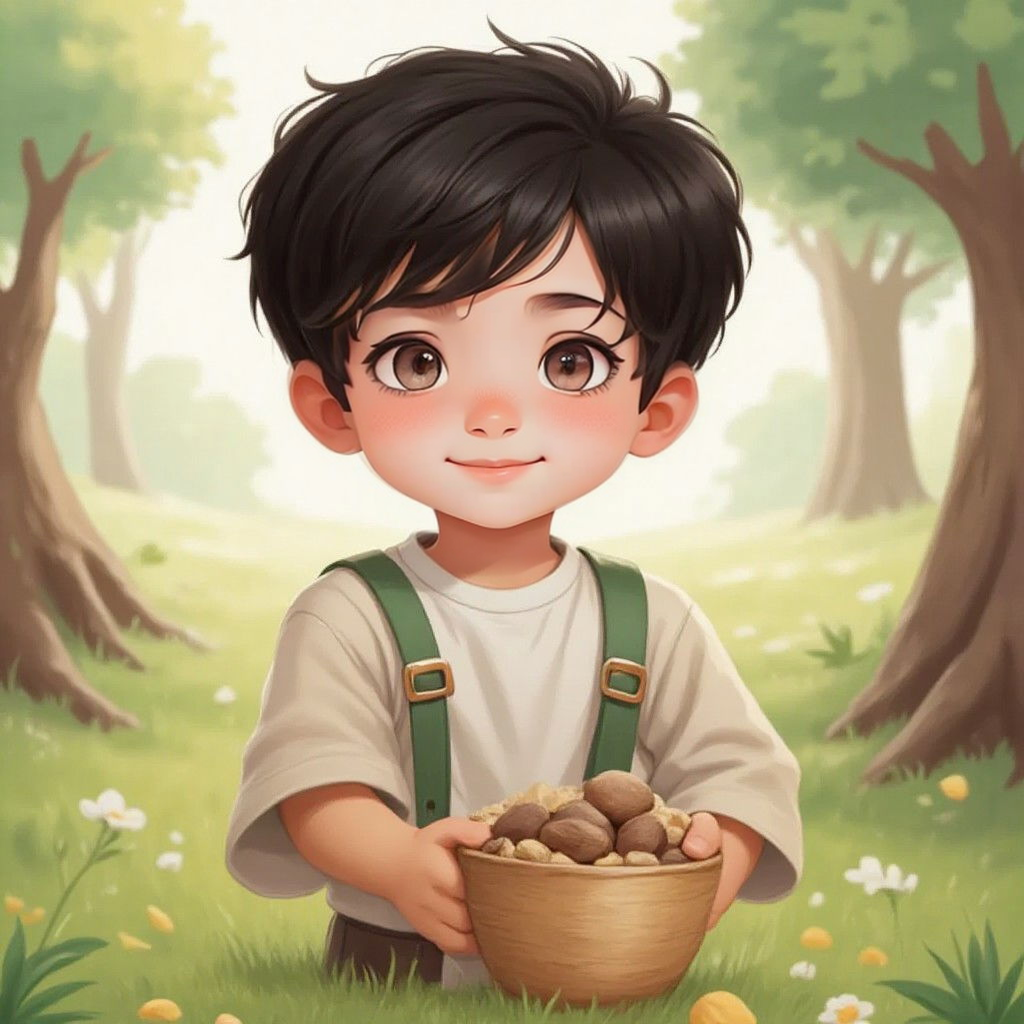 Siraj sharing seeds with a bright smile on his face
