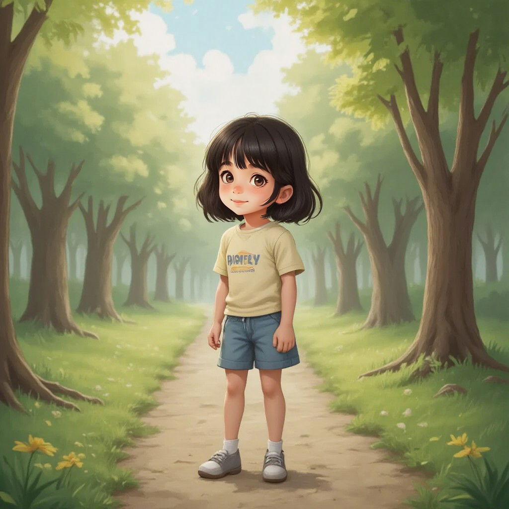 Barbara standing on a familiar path, smiling with relief