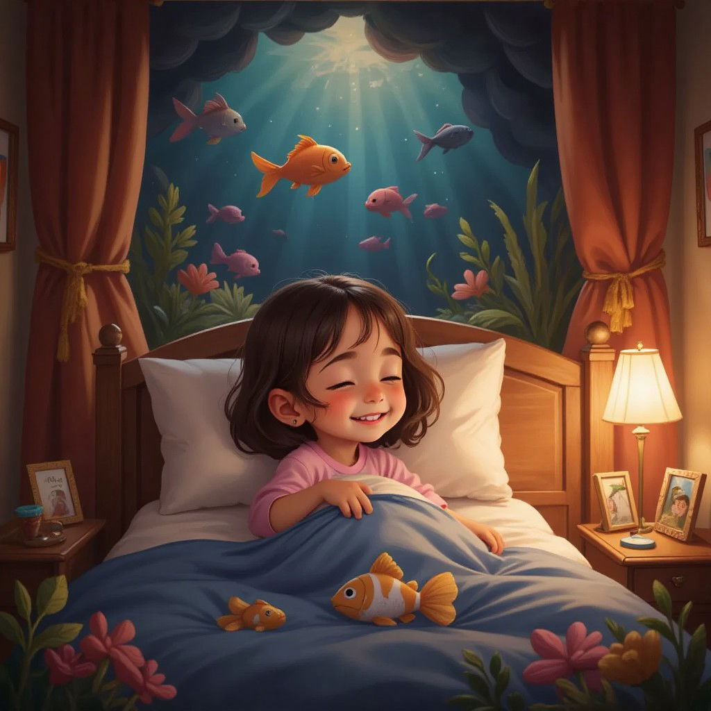 nobuhle is in bed sleeping in her room dreaming of the fish in the sea