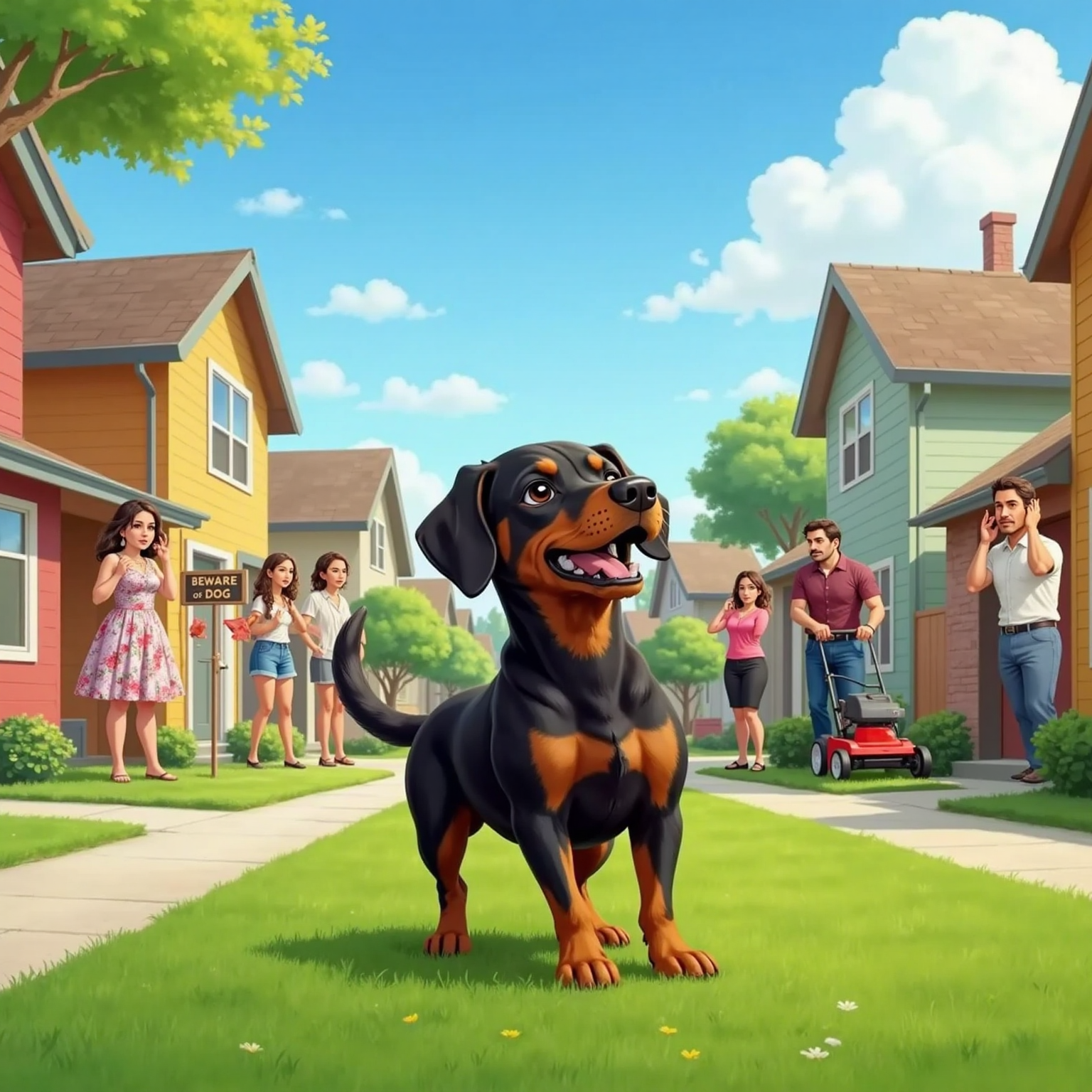 Monty Barko squeaking, neighbors covering their ears in pain
