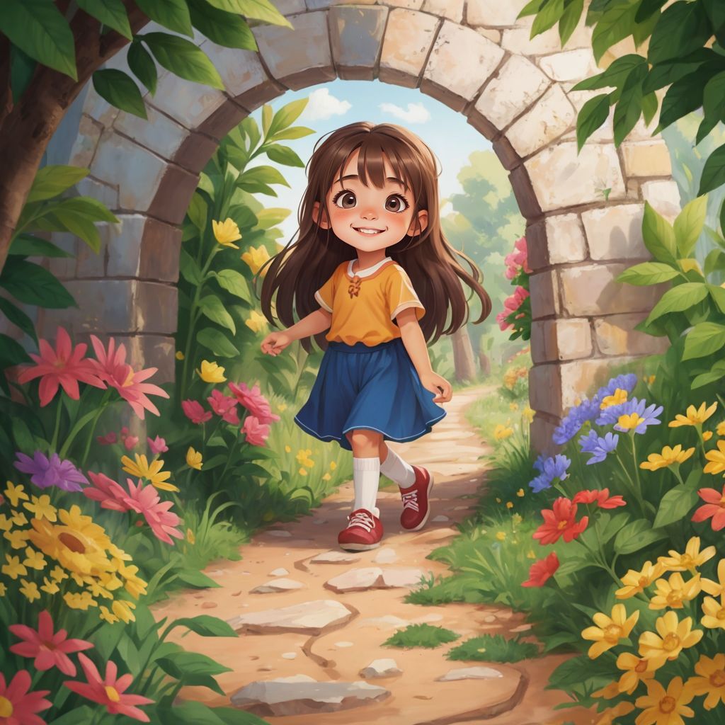 Liz walking on a narrow trail surrounded by colorful flowers