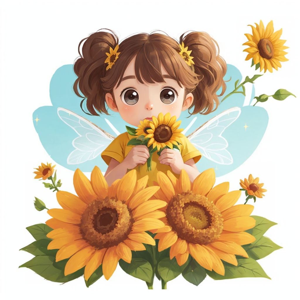 Pippa the cute little bee fluttering towards a garden filled with colorful flowers under the warm sun.