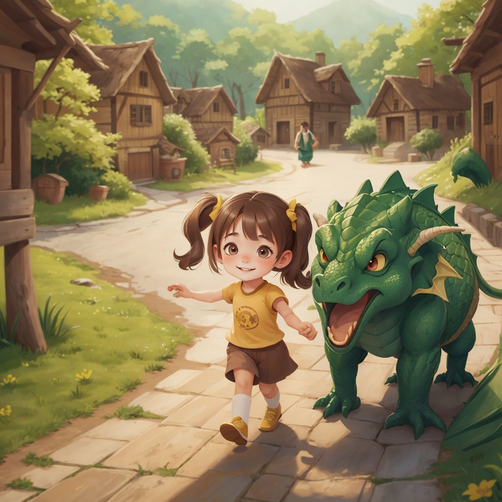 Sophia and Fizz walking hand in hand through the village, spreading joy and smiles to everyone they meet