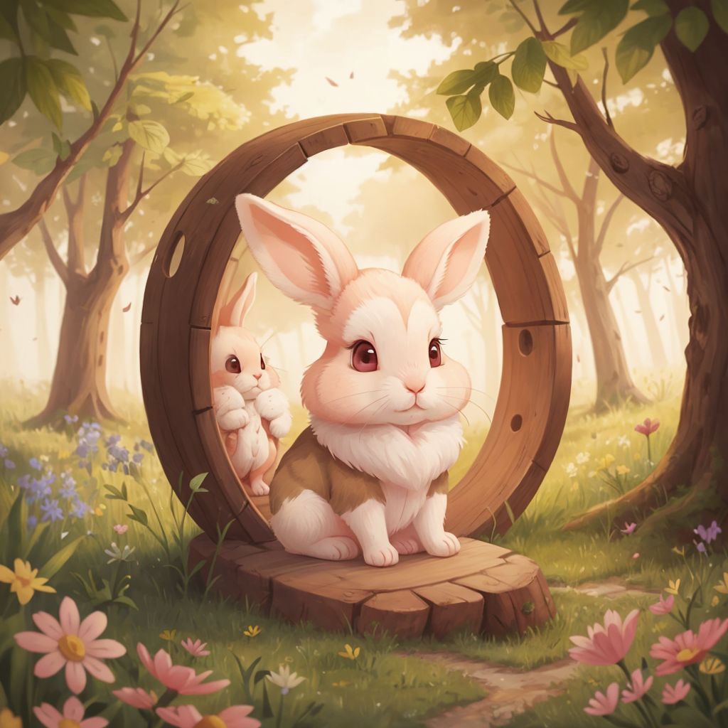 Bonnie Bunny returning home through a magical portal, with a light heart and familiar meadow.