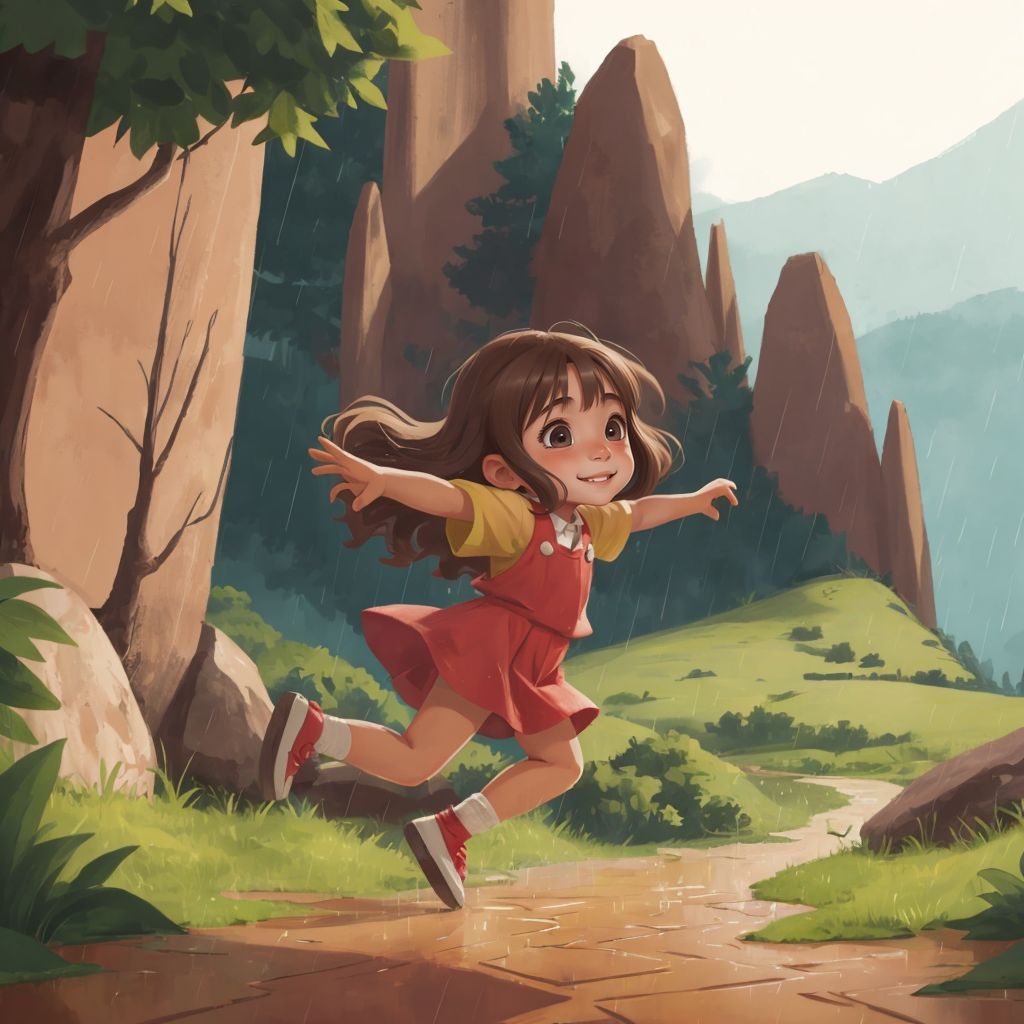 Liz running through the rain on a mountain trail