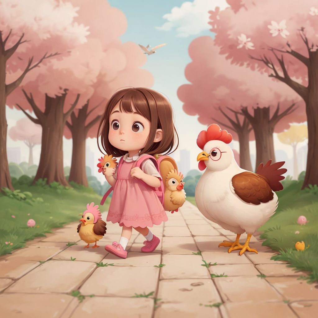 Rosie walking happily with Red beside her in the park, calling out to her daddy.