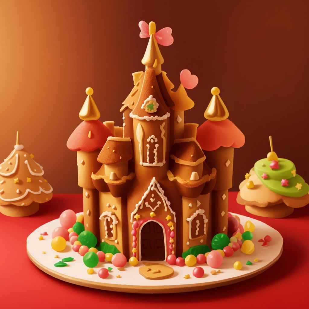 Candy Castle made of gingerbread and decorated with gumdrops