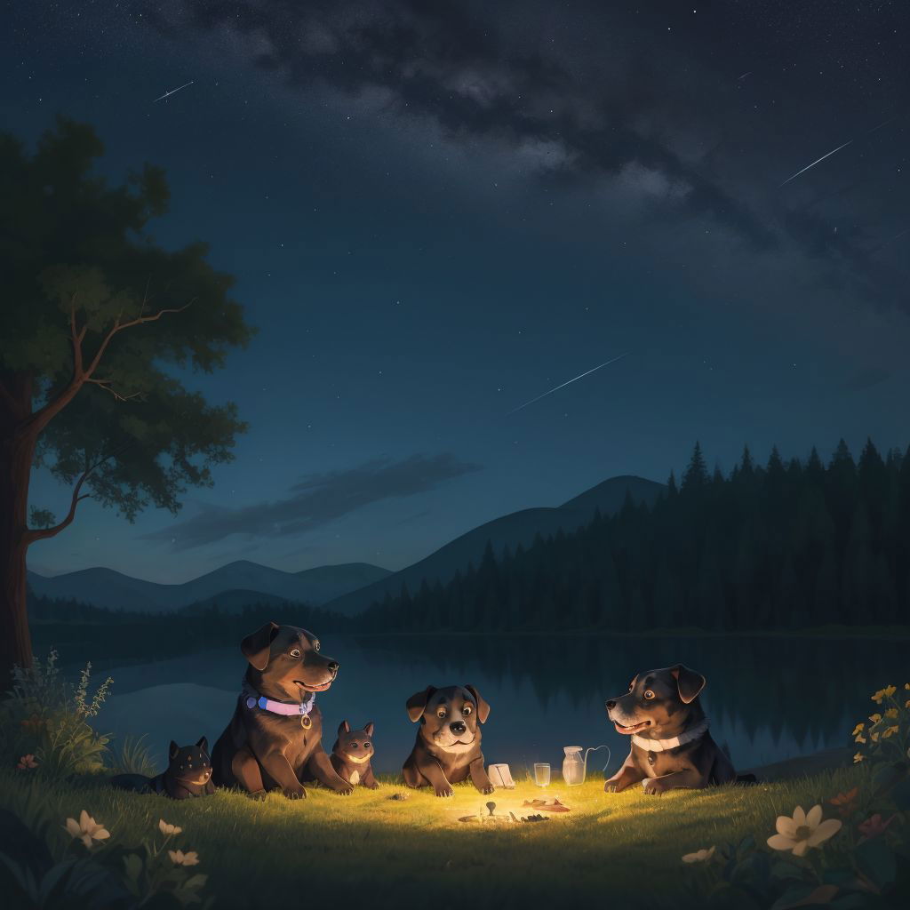 Roni cuddled up with his friends under the stars, reflecting happiness and a sense of belonging