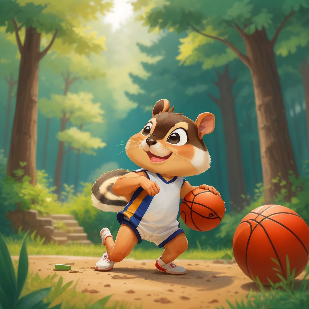 use same illustration style as page 1 Chip loved playing basketball more than anything else in the world. He dreamed of shooting hoops, dribbling, and making rim raddling slam dunks.