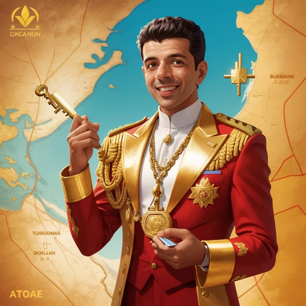 Sunny Varkey holding a shiny, golden key and a small map, with a look of excitement on his face