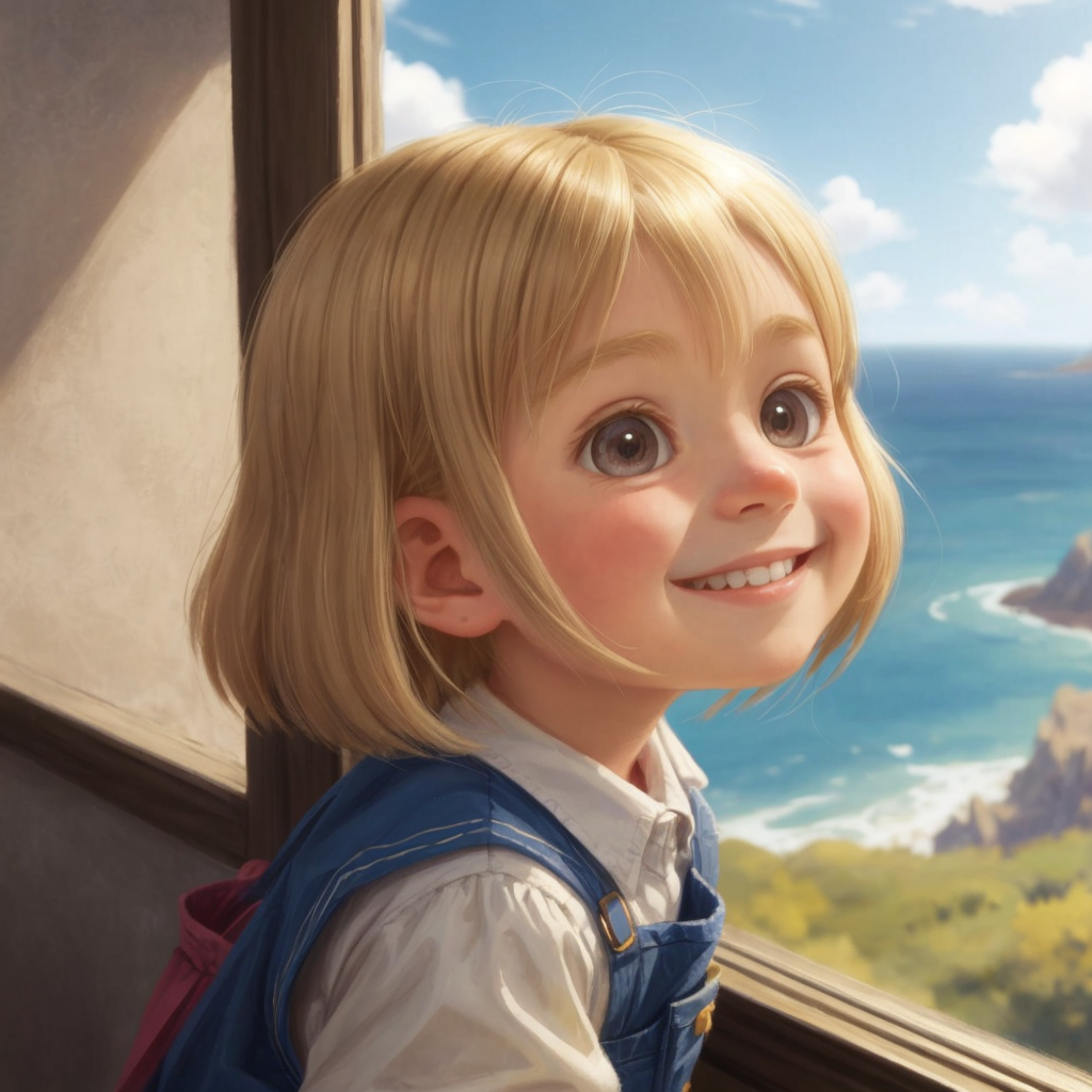 Madeline smiling, looking out to a horizon filled with possibilities, symbolizing future adventures.