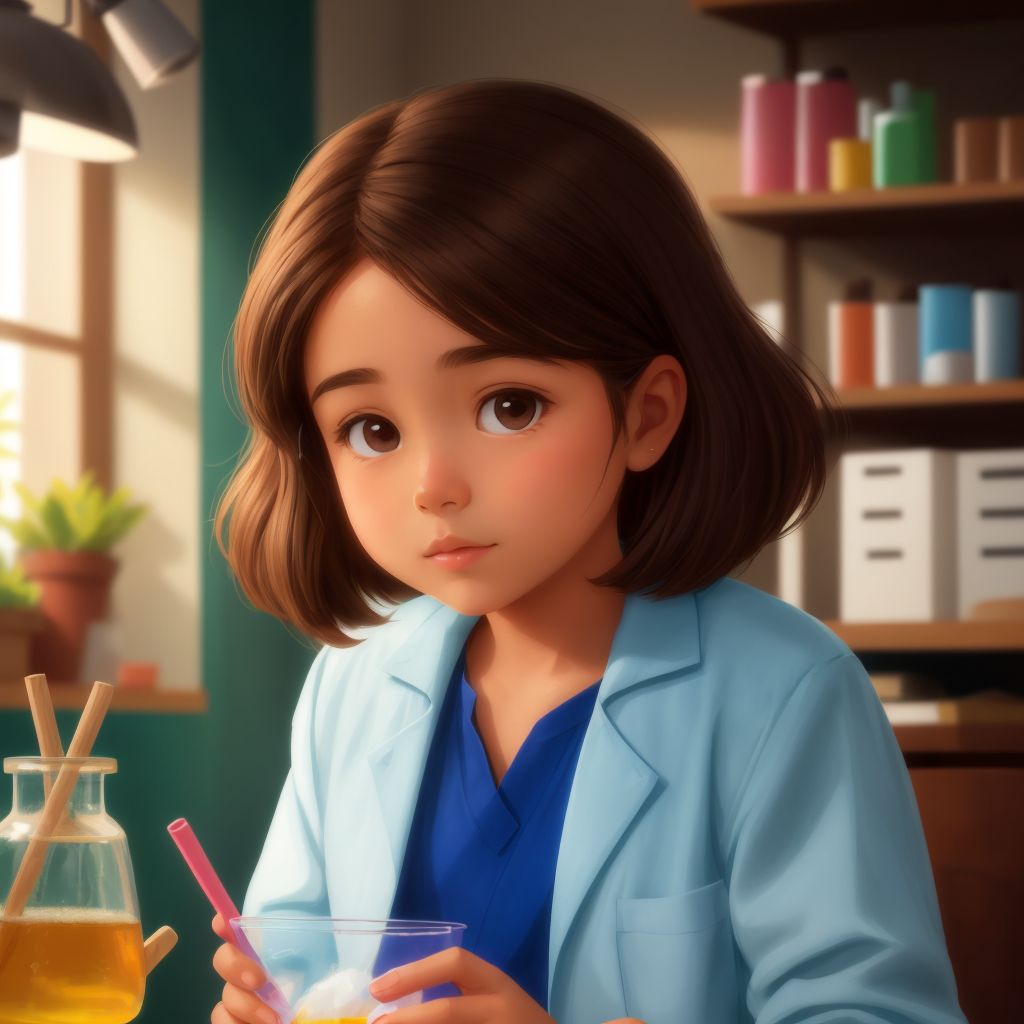 Ellie in her lab, mixing chemicals with a look of concentration and hope